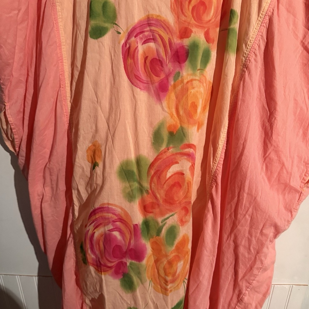 J Peterman Cotton Oversized Maxi Kaftan Muumuu Pockets One Size Floral Boho - Picture 3 of 5